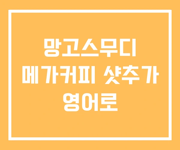 망고스무디 메가커피 샷추가 영어로