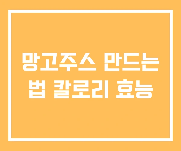 망고주스 만드는 법 칼로리 효능 망고주스 만드는 법 칼로리 효능