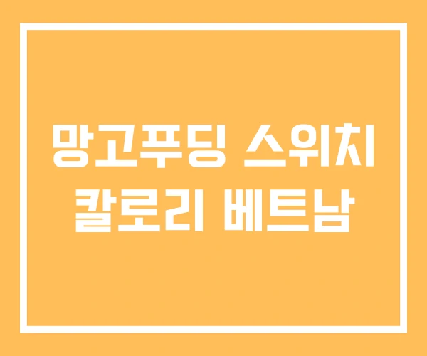 망고푸딩 스위치 칼로리 베트남