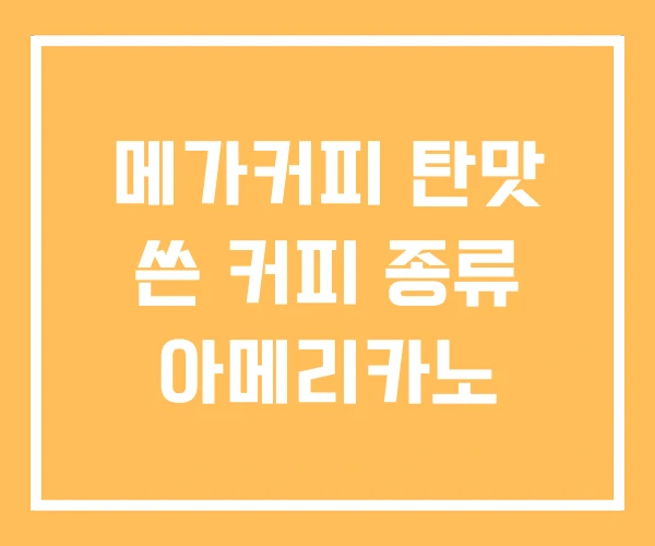 메가커피 탄맛 쓴 커피 종류 아메리카노