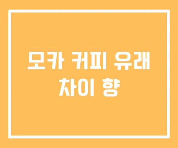 모카 커피 유래 차이 향