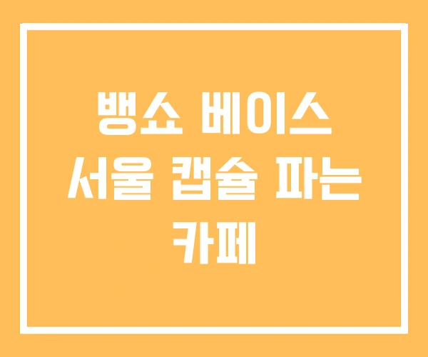 뱅쇼 베이스 서울 캡슐 파는 카페 뱅쇼 베이스 서울 캡슐 파는 카페