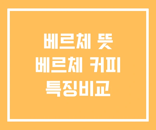 베르체 뜻 베르체 커피 특징비교 베르체 뜻 베르체 커피 특징비교