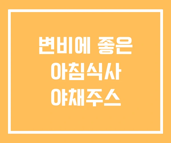 변비에 좋은 아침식사 야채주스