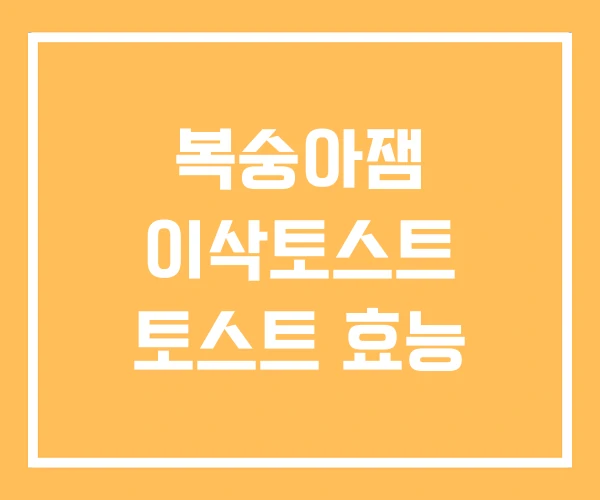 복숭아잼 이삭토스트 토스트 효능