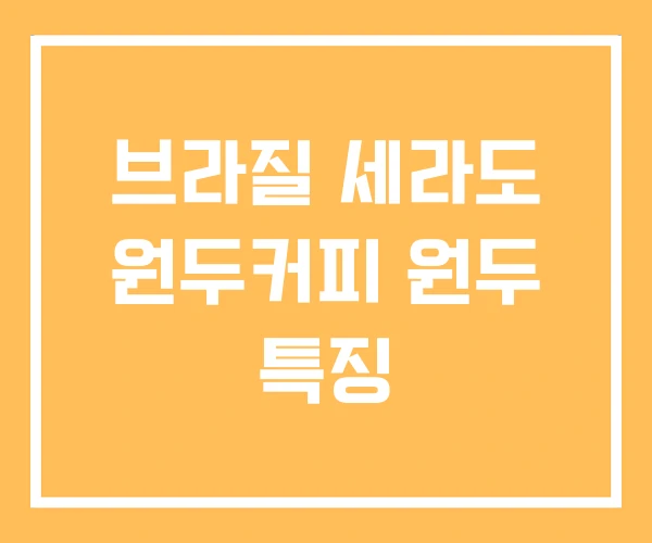 브라질 세라도 원두커피 원두 특징