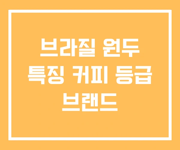 브라질 원두 특징 커피 등급 브랜드