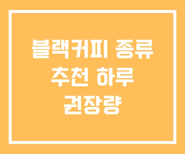 블랙커피 종류 추천 하루 권장량
