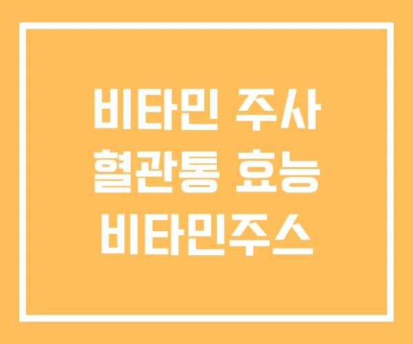 비타민 주사 혈관통 효능 비타민주스