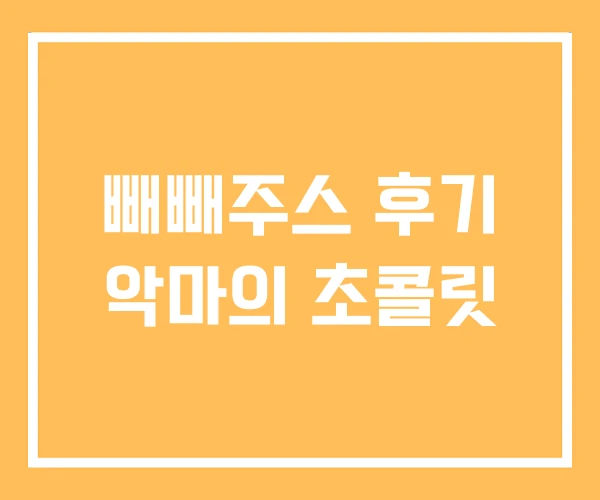 빼빼주스 후기 악마의 초콜릿