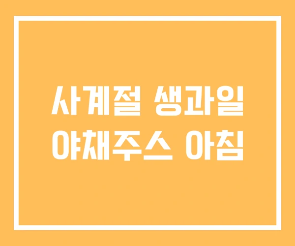 사계절 생과일 야채주스 아침