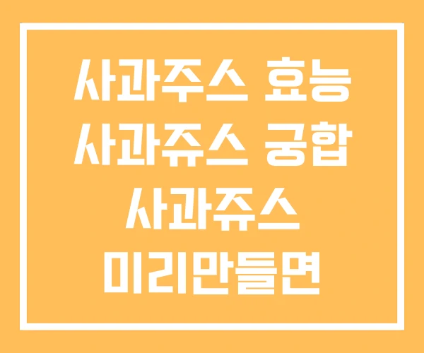 사과주스 효능 사과쥬스 궁합 사과쥬스 미리만들면