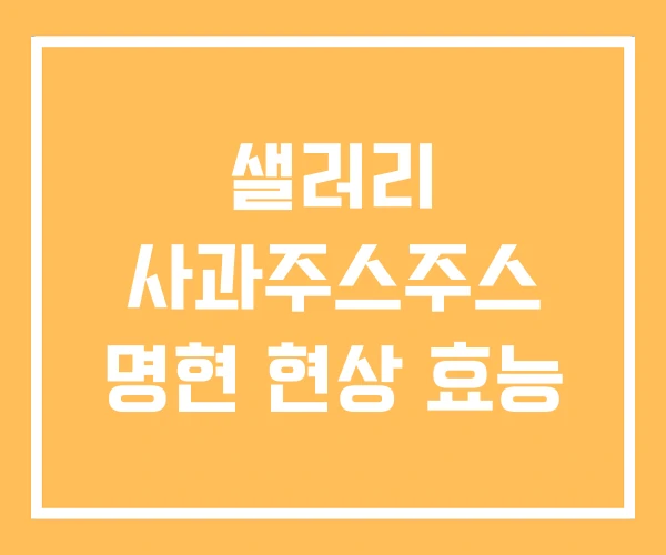 샐러리 사과주스주스 명현 현상 효능
