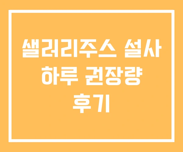 샐러리주스 설사 하루 권장량 후기