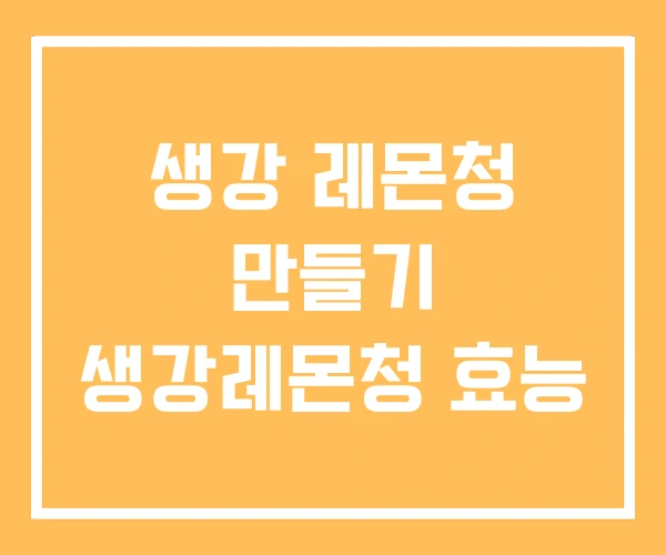 생강 레몬청 만들기 생강레몬청 효능