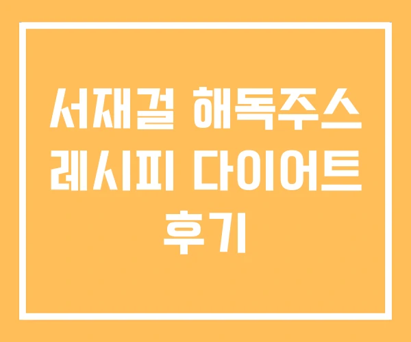 서재걸 해독주스 레시피 다이어트 후기
