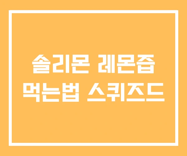 솔리몬 레몬즙 먹는법 스퀴즈드