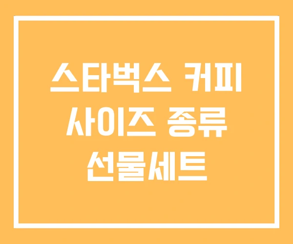 스타벅스 커피 사이즈 종류 선물세트 스타벅스 커피 사이즈 종류 선물세트
