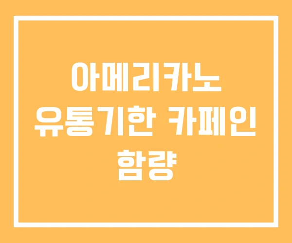 아메리카노 유통기한 카페인 함량