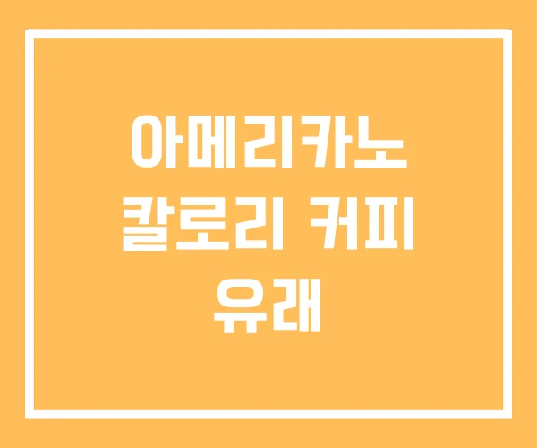 아메리카노 칼로리 커피 유래 아메리카노 칼로리 커피 유래