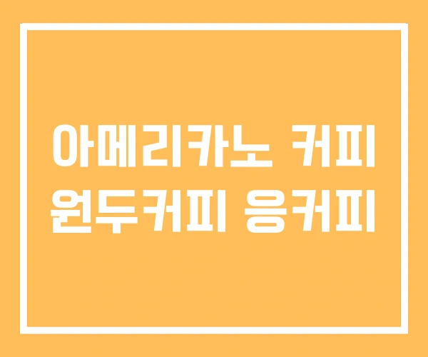 아메리카노 커피 원두커피 응커피
