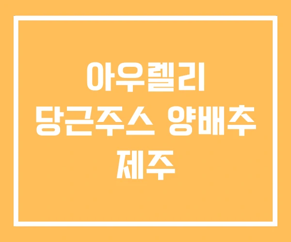 아우렐리 당근주스 양배추 제주