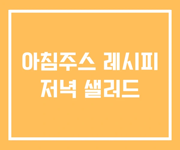 아침주스 레시피 저녁 샐러드
