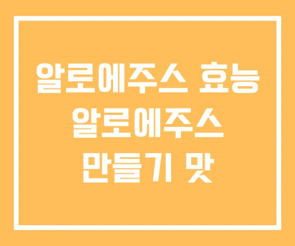 알로에주스 효능 알로에주스 만들기 맛