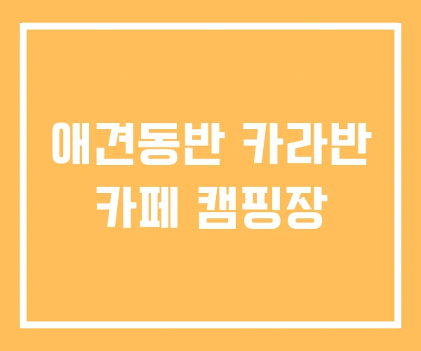 애견동반 카라반 카페 캠핑장