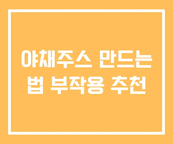 야채주스 만드는 법 부작용 추천