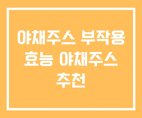 야채주스 부작용 효능 야채주스 추천