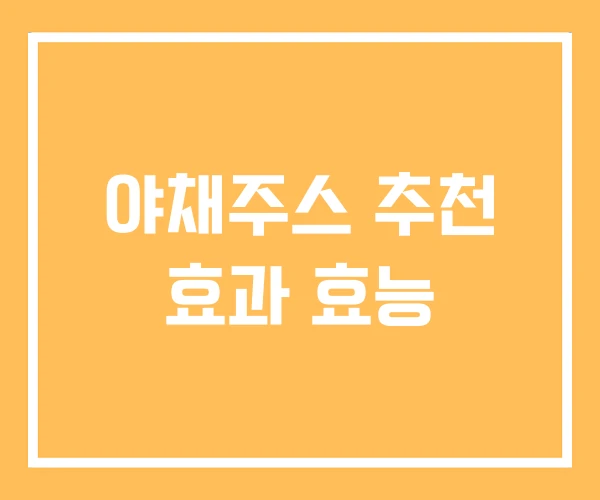 야채주스 추천 효과 효능