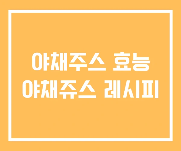 야채주스 효능 야채쥬스 레시피
