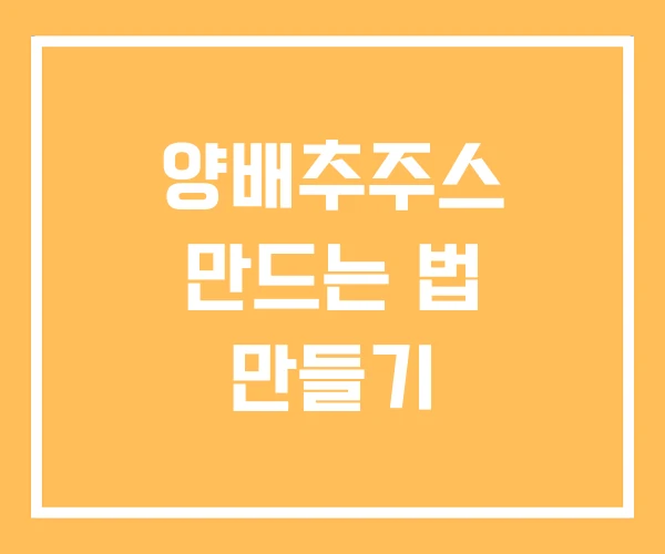 양배추주스 만드는 법 만들기