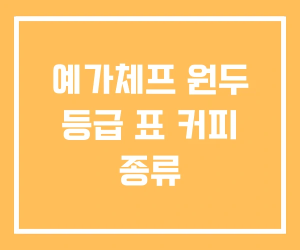 예가체프 원두 등급 표 커피 종류
