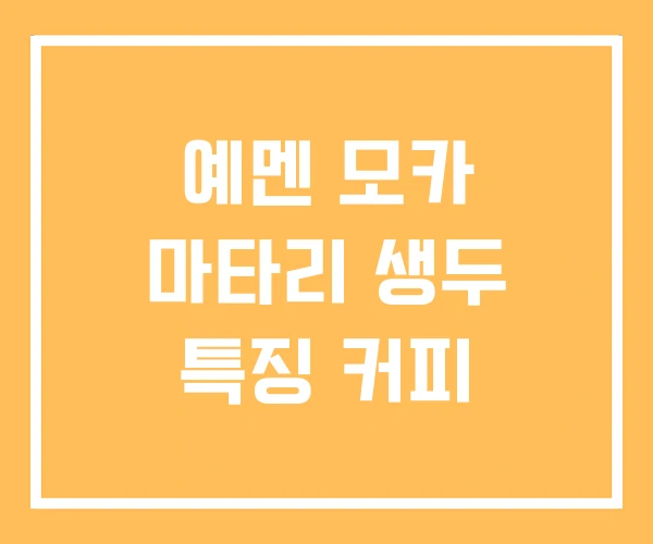 예멘 모카 마타리 생두 특징 커피