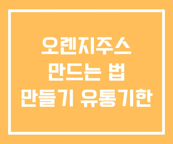 오렌지주스 만드는 법 만들기 유통기한