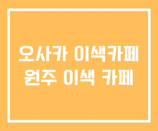 오사카 이색카페 원주 이색 카페