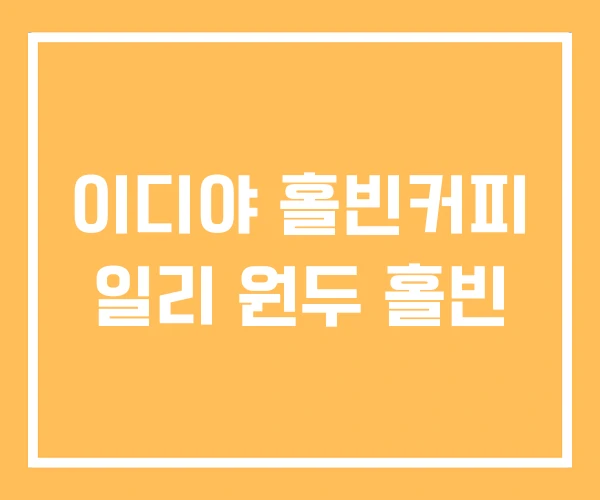 이디야 홀빈커피 일리 원두 홀빈