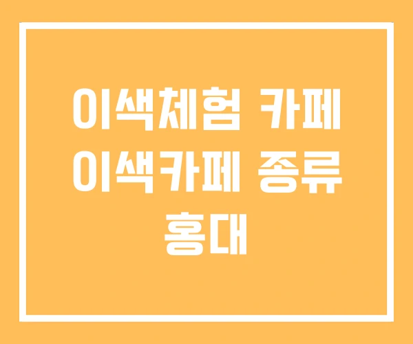 이색체험 카페 이색카페 종류 홍대
