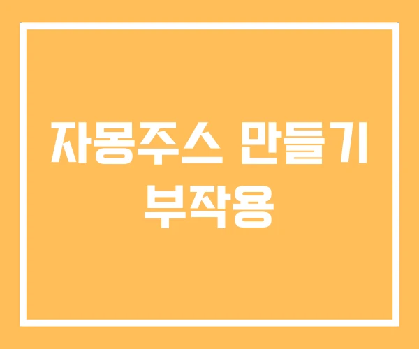 자몽주스 만들기 부작용