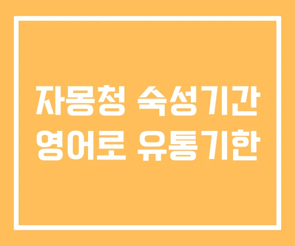 자몽청 숙성기간 영어로 유통기한