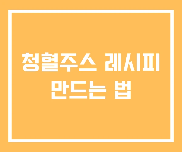 청혈주스 레시피 만드는 법