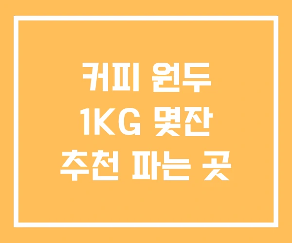 커피 원두 1KG 몇잔 추천 파는 곳