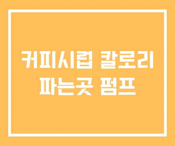 커피시럽 칼로리 파는곳 펌프