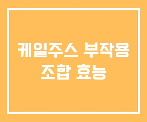 케일주스 부작용 조합 효능