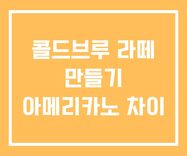 콜드브루 라떼 만들기 아메리카노 차이