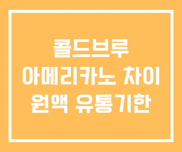 콜드브루 아메리카노 차이 원액 유통기한 콜드브루 아메리카노 차이 원액 유통기한