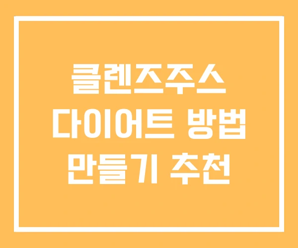 클렌즈주스 다이어트 방법 만들기 추천