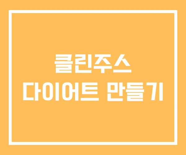 클린주스 다이어트 만들기 클린주스 다이어트 만들기